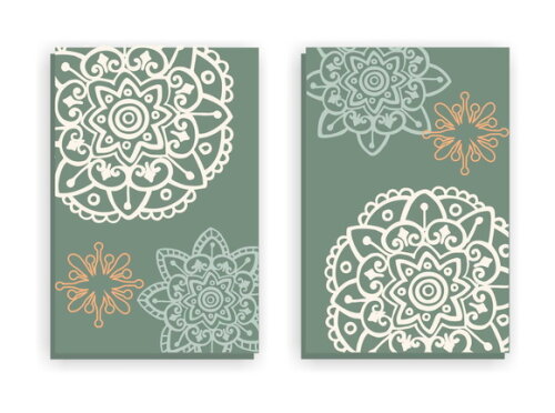 Quadro Pintura em Par de Telas Mandalas Verde 40x60cm
