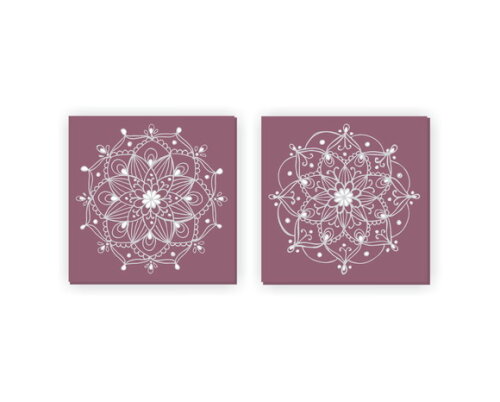 Quadro Pintura em par de Telas Rosa Antigo Prata 70X70cm