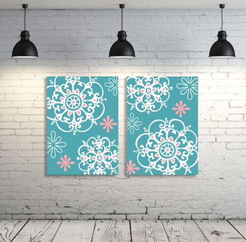 Quadro pintura em Par de Telas Turquesa 50x70cm