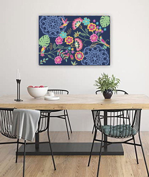 Quadro pintura em Tela Botânica Bege e Cinza 100X70cm