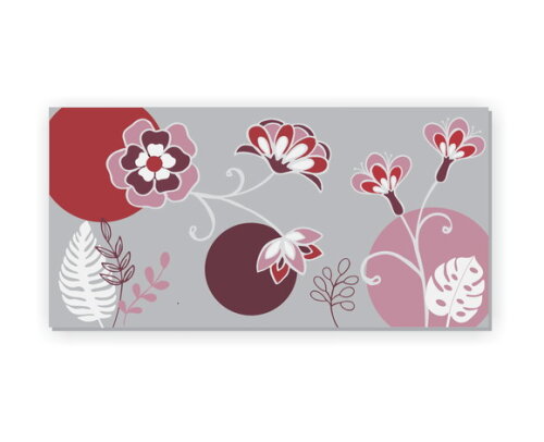 Quadro Pintura em Tela Floral Cinza Bordô 100X50cm