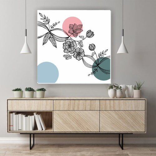 Quadro pintura em Tela Floral PB 90x90cm