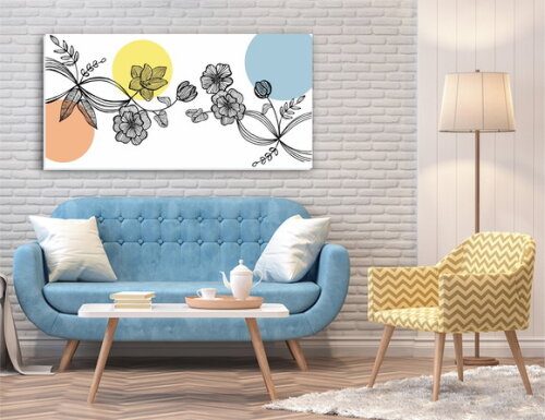 Quadro pintura em Tela Floral PB 100X50cm