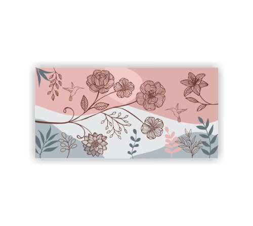 Quadro pintura em Tela Floral Orgânica Rosa 120x60cm