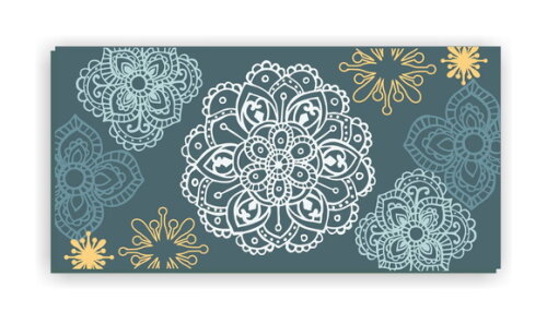 Quadro pintura em Tela Mand. Floral Petroleo 100X50cm