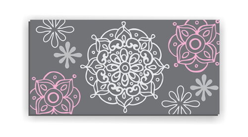 Quadro Pintura em Tela Mand.Cinza / Rosa 100X50cm