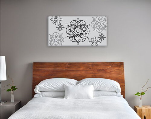 Quadro Pintura em Tela Mand.Cinza 100X50cm
