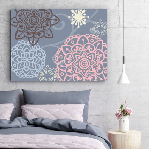 Quadro pintura em Tela Mandala Azul 80X60cm