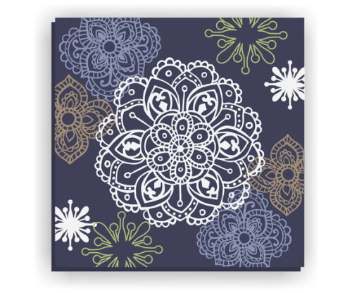 Quadro pintura em tela Mandala Azul 70x70cm