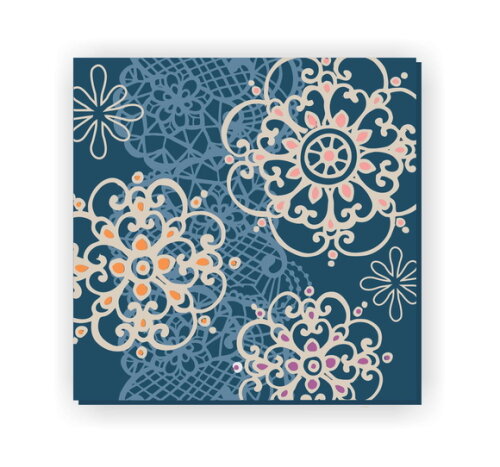 Quadro Pintura em Tela Mandala Azul Petroleo 80x80cm