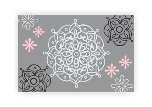 Quadro Pintura em Tela Mandala Cinza e Rosa 90X60cm