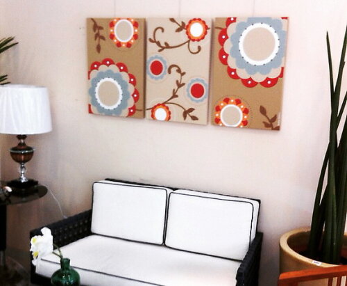 Quadro pintura em Trio de Telas Floral Colours 40x60cm
