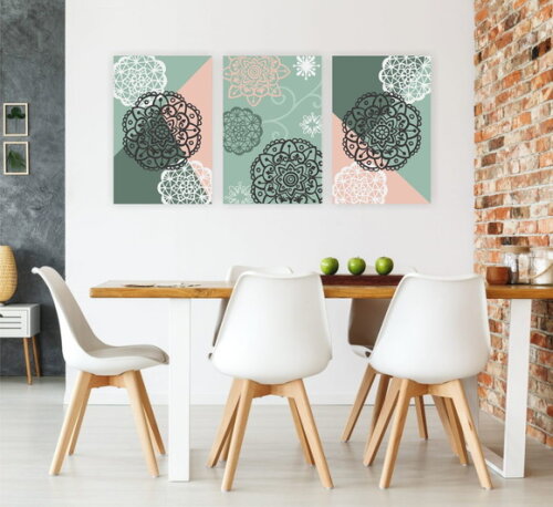 Quadro pintura em Trio de Telas Geo Mandalas II 40x60cm