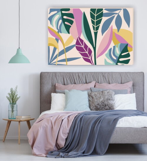 Tela Decorativa Pintura Floral Abstrata Lilás 120x80cm