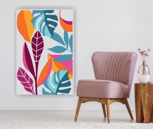Tela Decorativa Pintura Floral Abstrata Rosa 60x90cm