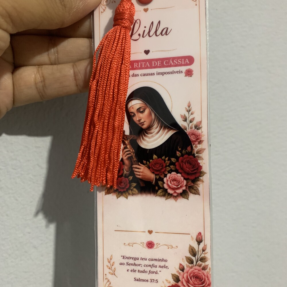 Caderno Santa Rita de Cássia A5 com nome + marca páginas