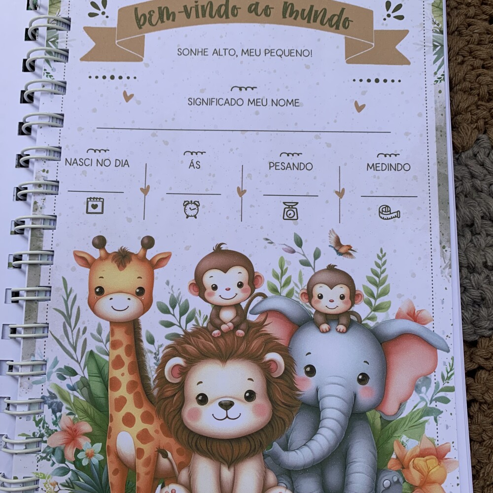 Caderneta de Saúde Safari Personalizada com nome