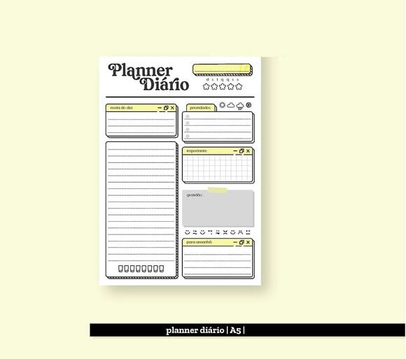 Arquivo de Corte - Miolo para Planner Diário Permanente - A5