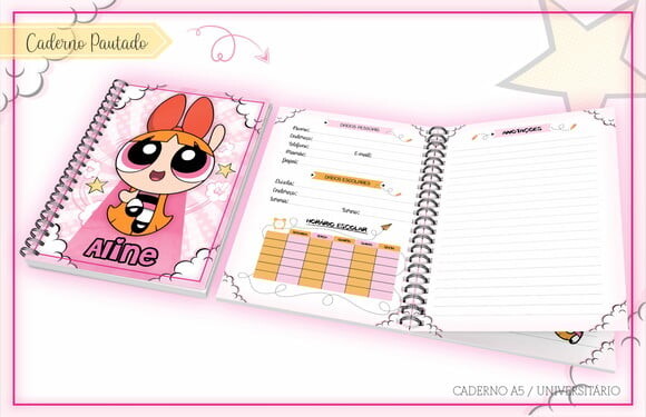 Arquivo de Corte Agenda Escolar Florzinha Super Poderosas