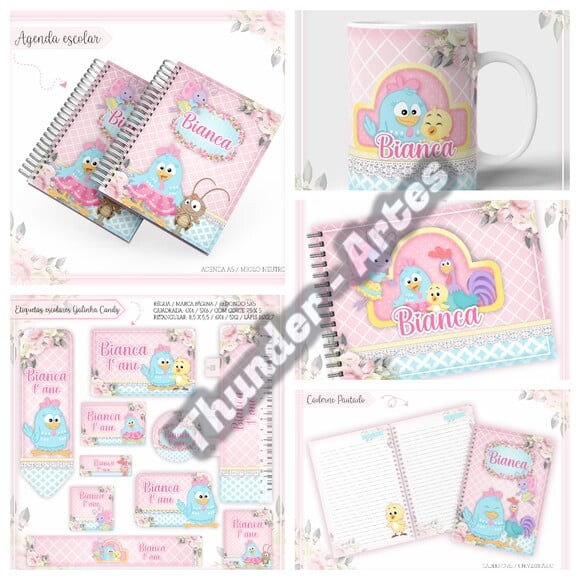 Arquivo de Corte Agenda Escolar Galinha Pintadinha