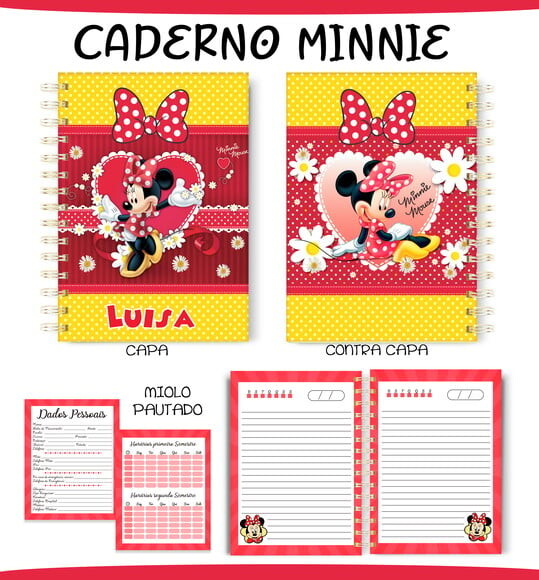 Arquivo de Corte Agenda Escolar Minnie Vermelha