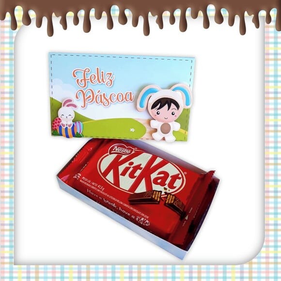 Arquivo de Corte Caixa Kit Kat Pácoa Menino e Menina