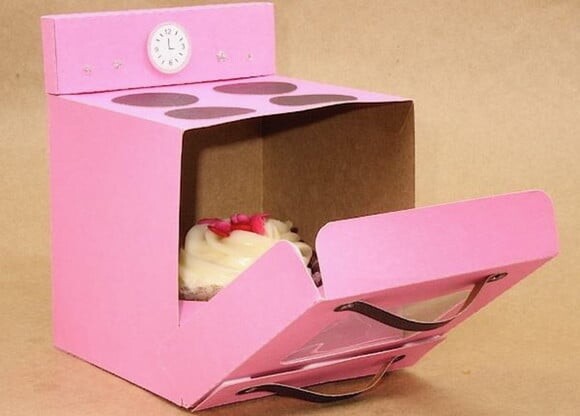 Arquivo de Corte Caixa para Cupcake Fogão Chá de Cozinha