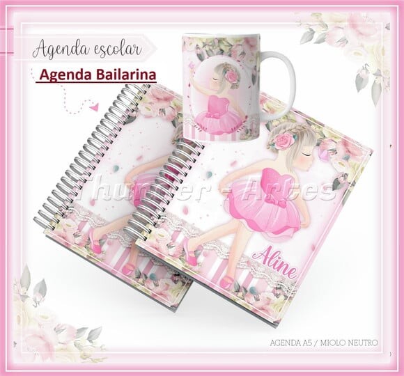 Arquivo de Corte Etiqueta Escolar Agenda Bailarina