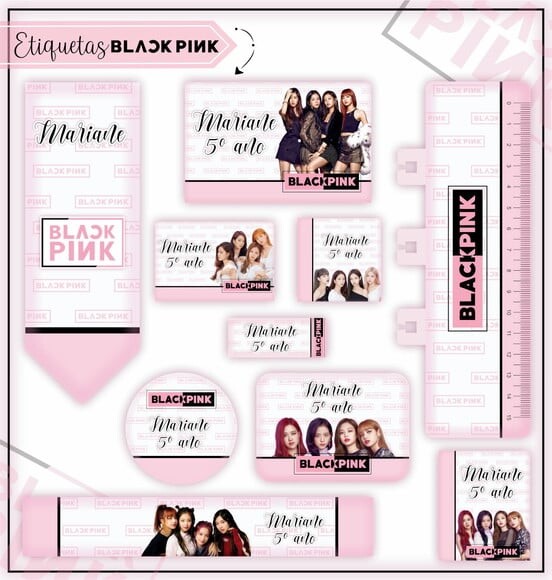 Arquivo de Corte Etiqueta Escolar Agenda Blackpink