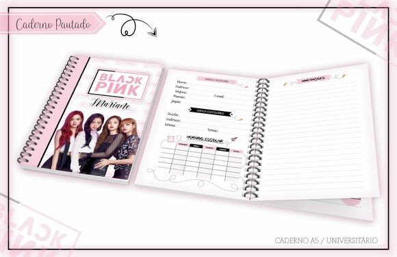 Arquivo de Corte Etiqueta Escolar Agenda Blackpink