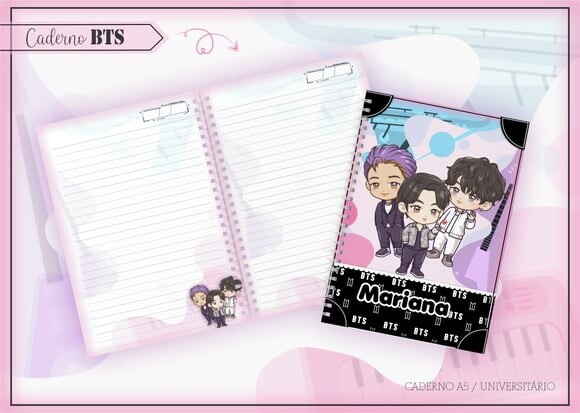 Arquivo de Corte Etiqueta Escolar Agenda Bts