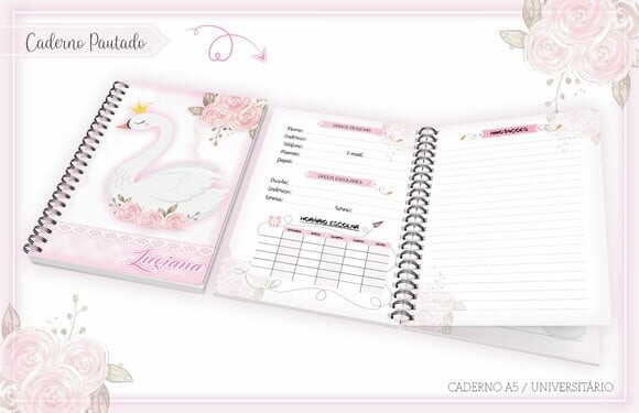 Arquivo de Corte Etiqueta Escolar Agenda Cisne