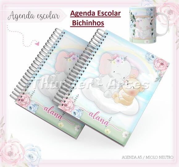 Arquivo de Corte Etiqueta Escolar Agendar Bichinhos