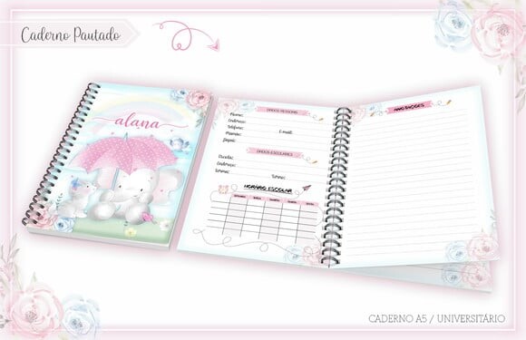 Arquivo de Corte Etiqueta Escolar Agendar Bichinhos