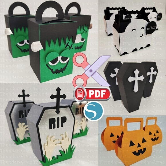 Arquivo de Corte Kit Caixinhas Halloween Studio pdf -tesoura