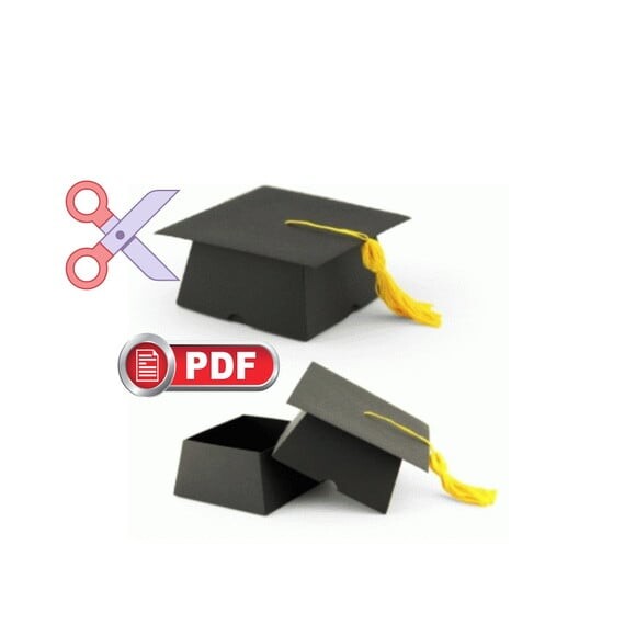 Arquivo de Corte pdf Caixa Chapeu Formatura Quadrado
