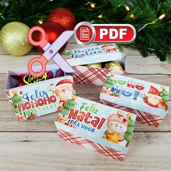 Arquivo pdf 4 Caixinha para 2 Doces Natal Corte Te