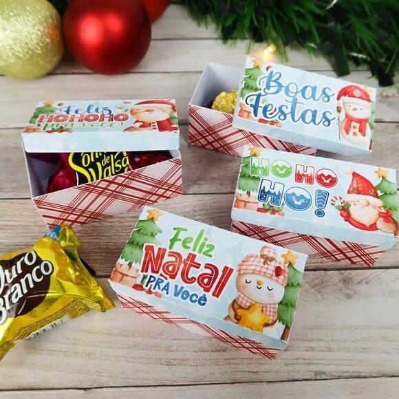 Arquivo pdf 4 Caixinha para 2 Doces Natal Corte Te