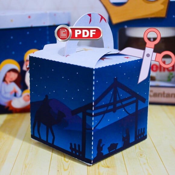 Arquivo pdf Caixa 1 Esfera Natal Azul Corte Tesoura