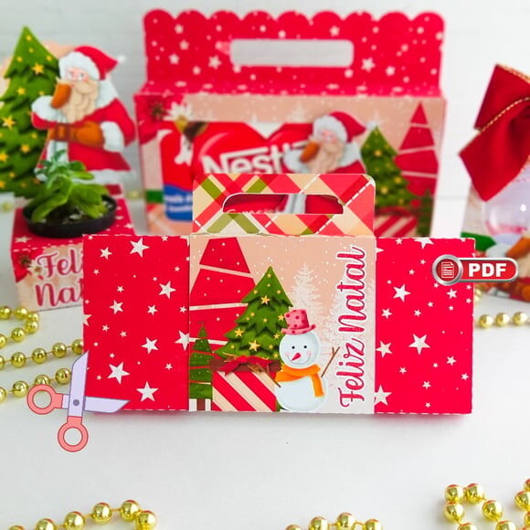 Arquivo pdf Caixa Barra Chocolate 90g Natal Tesourete