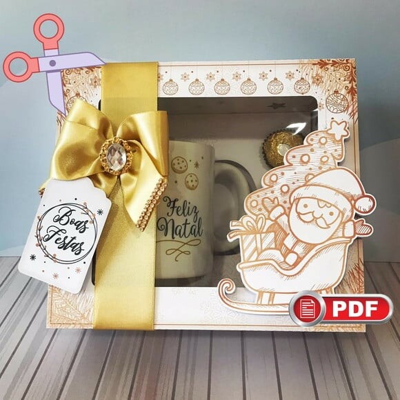Arquivo pdf Caixa Caneca Especial Natal da Mamãe Tesoura