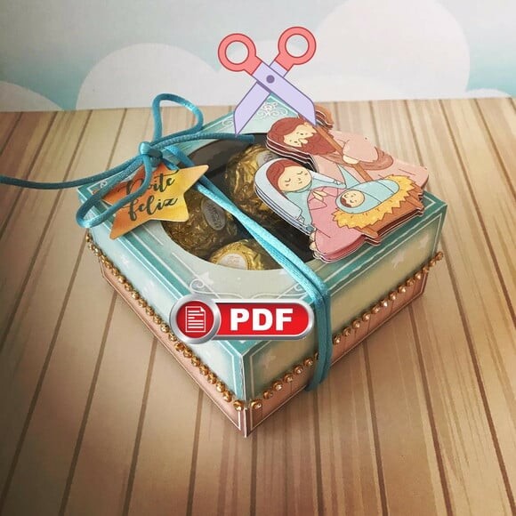 Arquivo pdf Caixa Doces 4 Natal Corte Tesoura