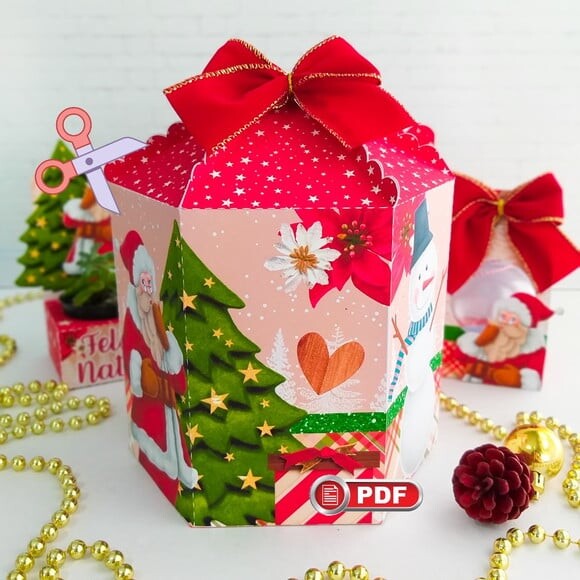 Arquivo pdf Caixa Panetone 500g Natal Corte Tesoura