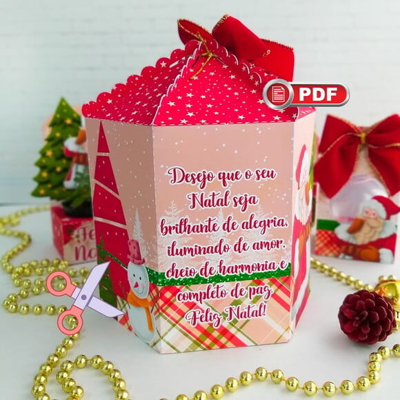 Arquivo pdf Caixa Panetone 500g Natal Corte Tesoura