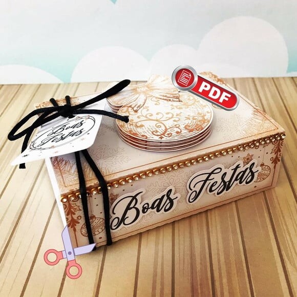 Arquivo pdf Caixa para 6 Doces Natal da Mamãe Tesoura