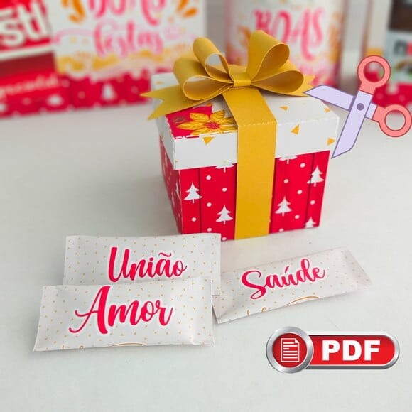 Arquivo pdf Caixa para Balas e Docinhos Natal Tesoura
