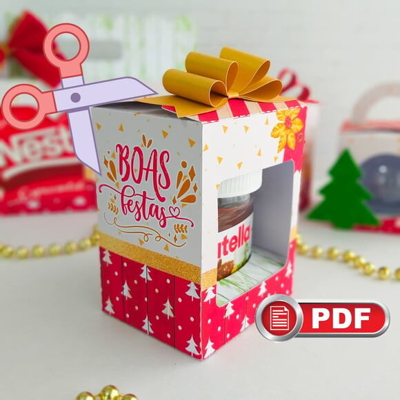 Arquivo pdf Caixa para Nutela 140g Natal Corte Tesoura