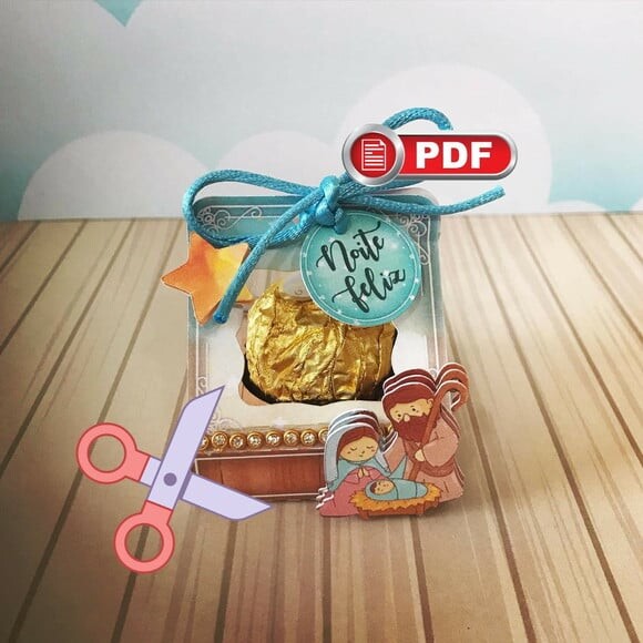 Arquivo pdf Caixa Porta Bombom Natal Corte Tesoura