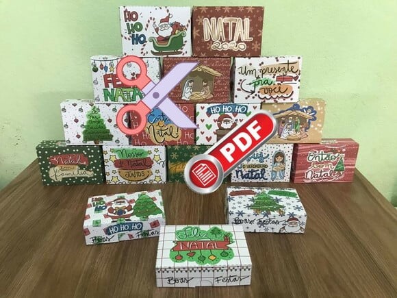 Arquivo pdf Caixas para 5 Docinhos Natal para Tesourete