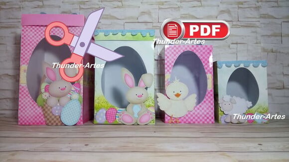Arquivo pdf Kit Caixas para Ovos em Pé Páscoa